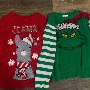 2 girls sz 7 ugly Christmas sweaters